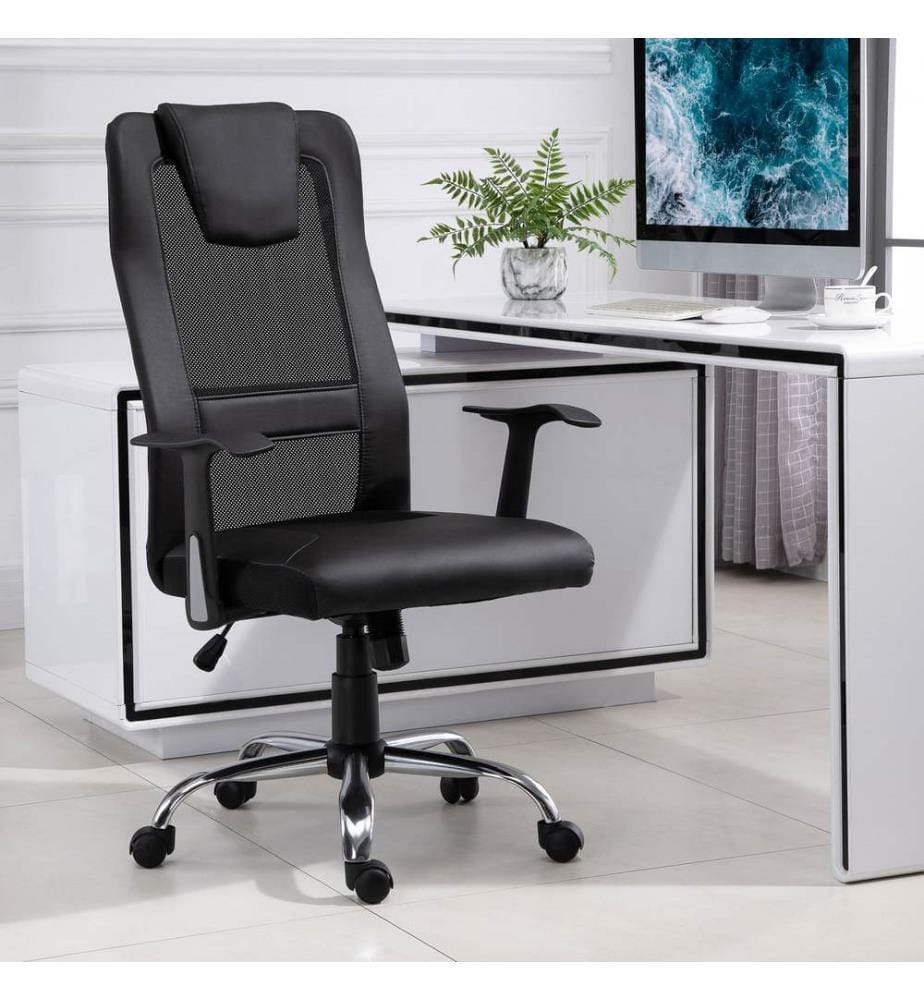 Bürostuhl ergonomisch PU schwarz 66x73x108-118 cm