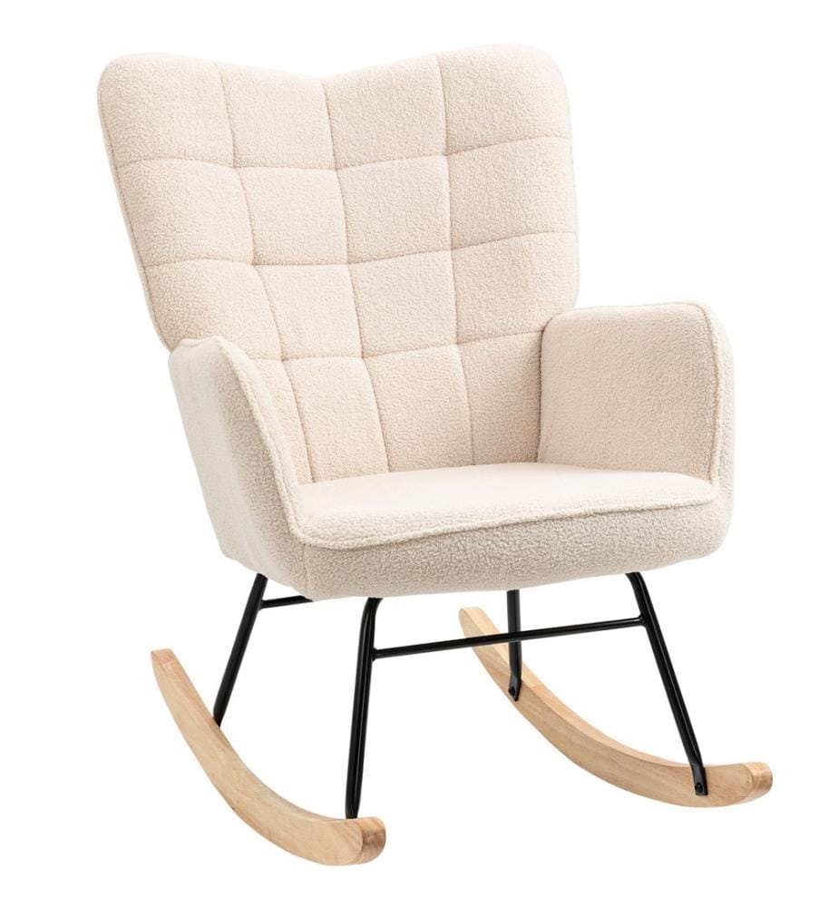 Fauteuil à bascule Relaxvlies Berbervlies Beige 71x92x101 cm