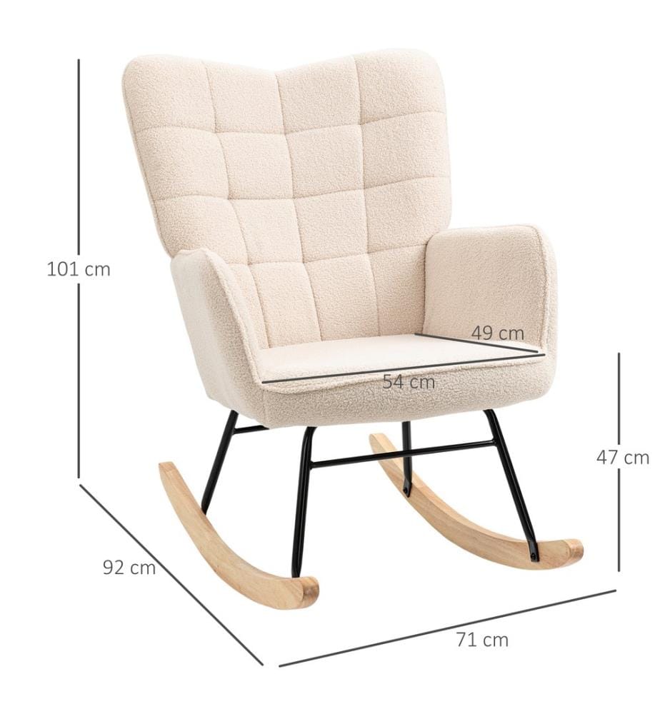 Fauteuil à bascule Relaxvlies Berbervlies Beige 71x92x101 cm