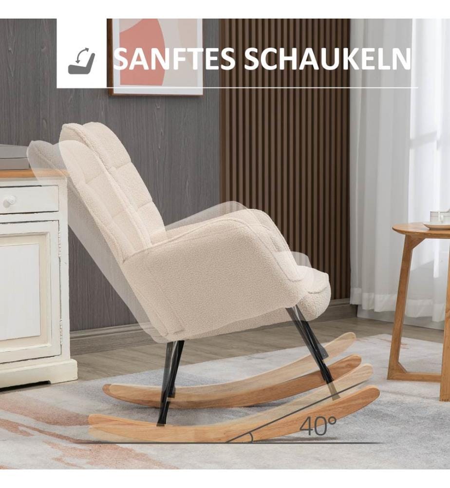 Fauteuil à bascule Relaxvlies Berbervlies Beige 71x92x101 cm