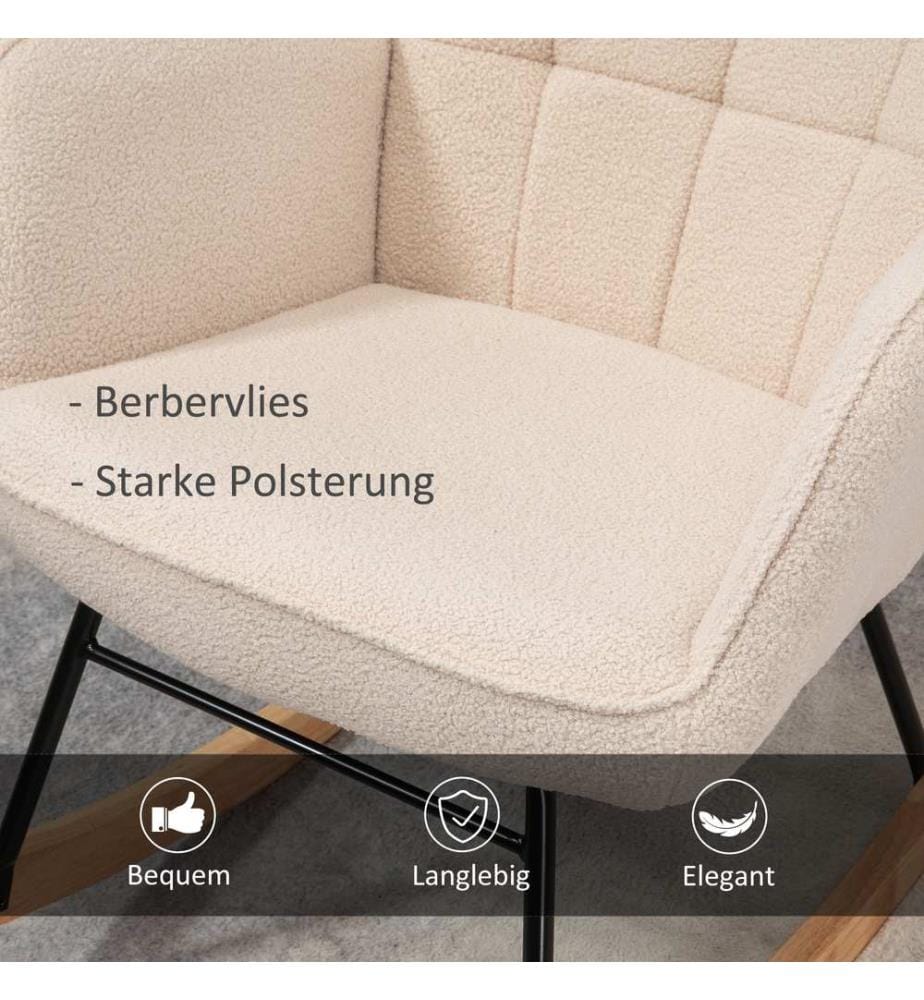 Fauteuil à bascule Relaxvlies Berbervlies Beige 71x92x101 cm