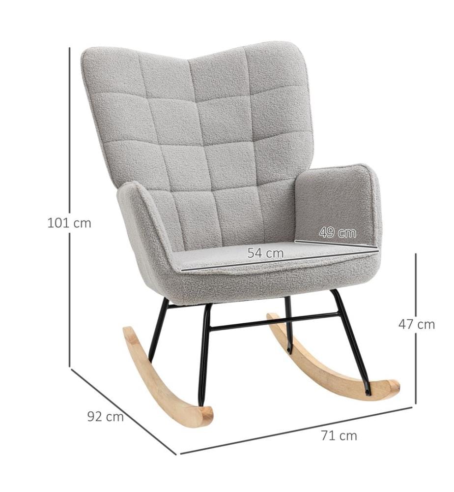 Schaukelstuhl Relaxsessel Berbervlies Hellgrau 71x92x101 cm