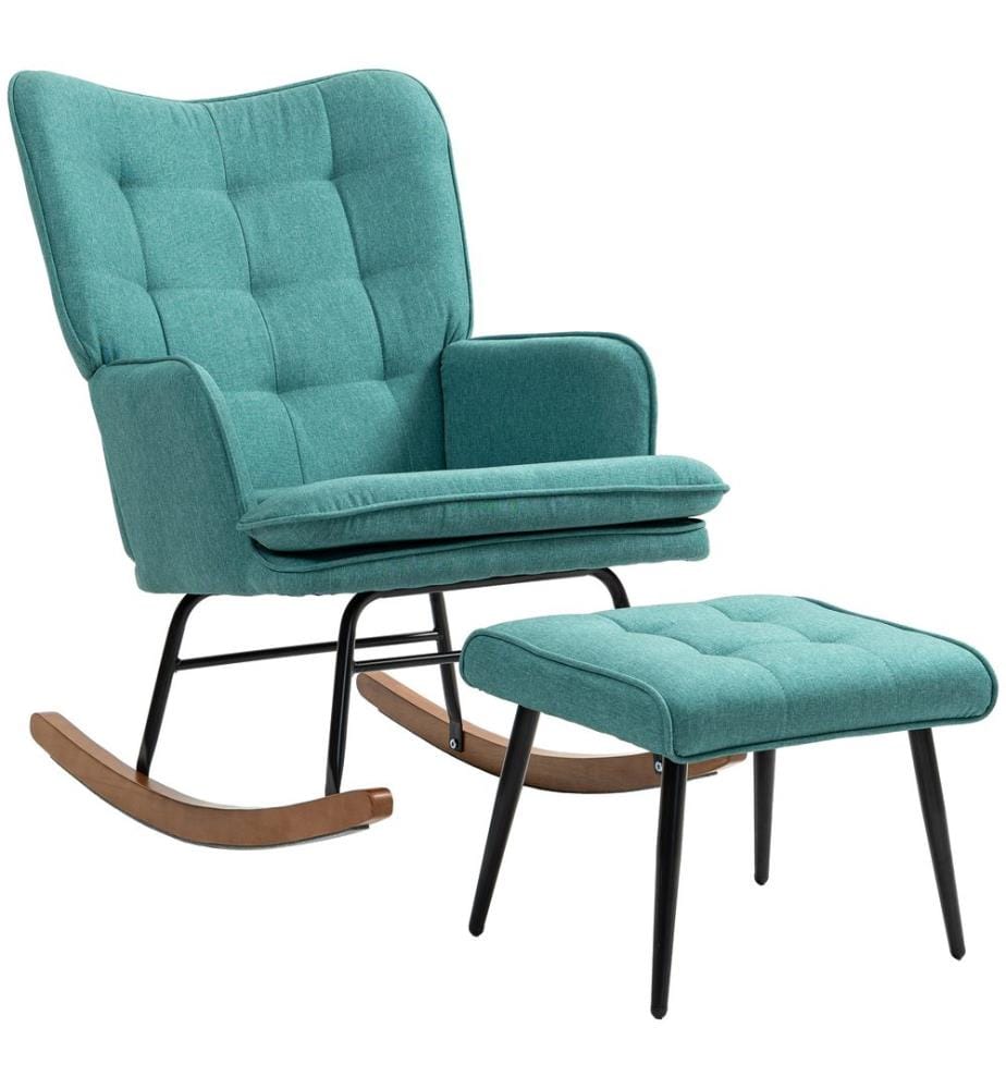 Fauteuil à bascule Fauteuil oscillant avec pouf & accoudoirs design moderne