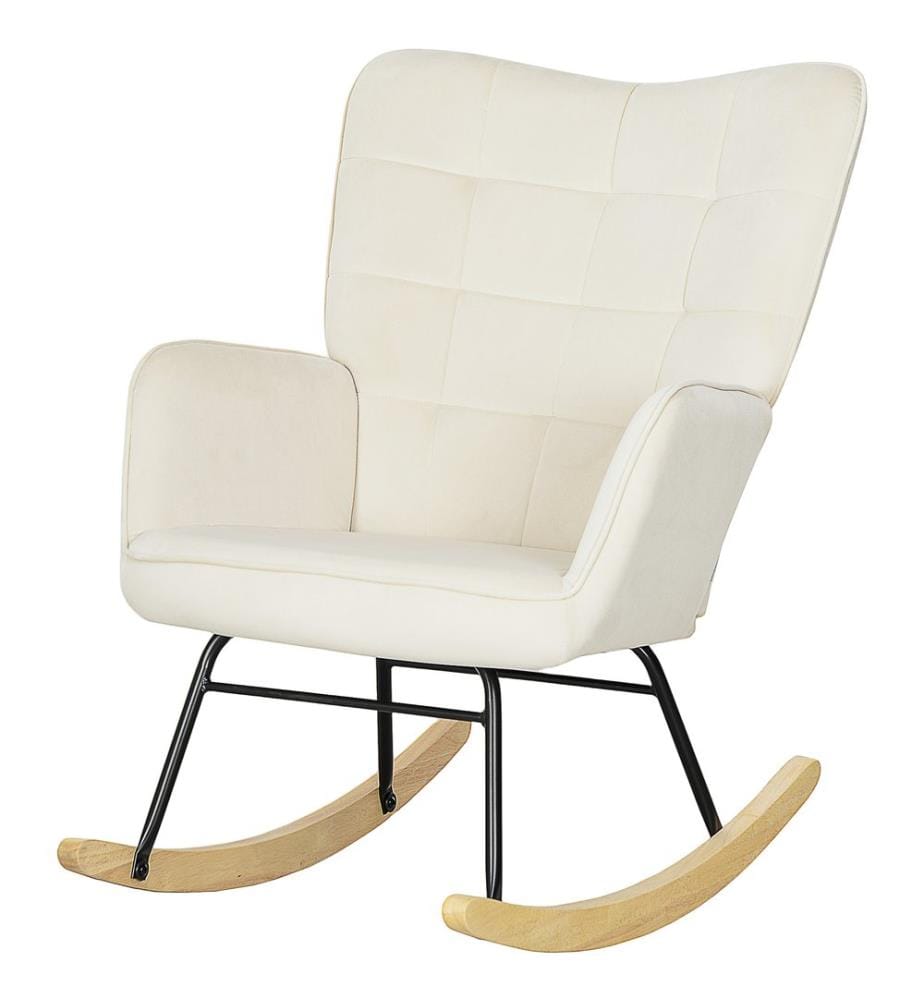 Fauteuil à bascule Fauteuil à bascule en velours avec accoudoirs pour salon et chambre à coucher beige