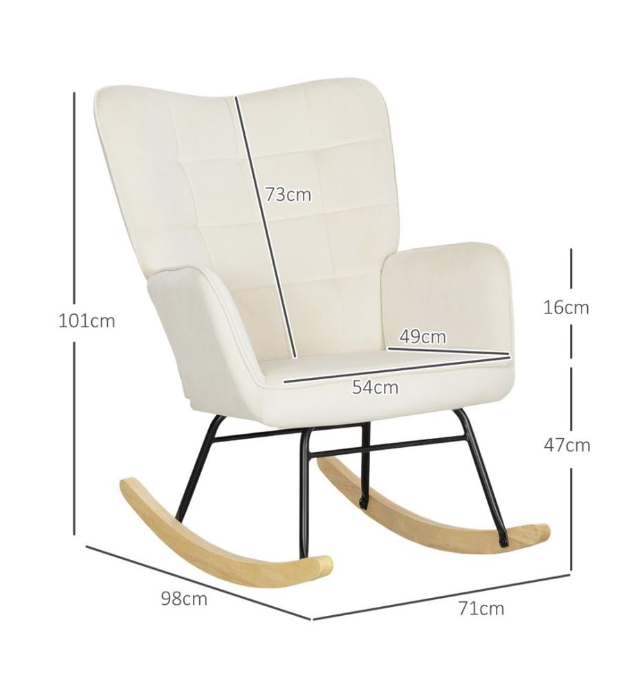Fauteuil à bascule Fauteuil à bascule en velours avec accoudoirs pour salon et chambre à coucher beige