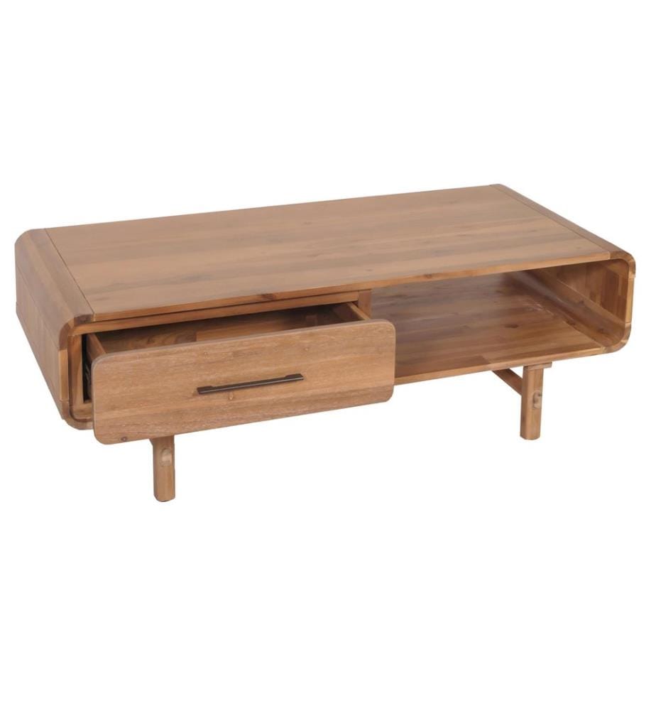 Table basse de salon en acacia massif 44x125x60 cm