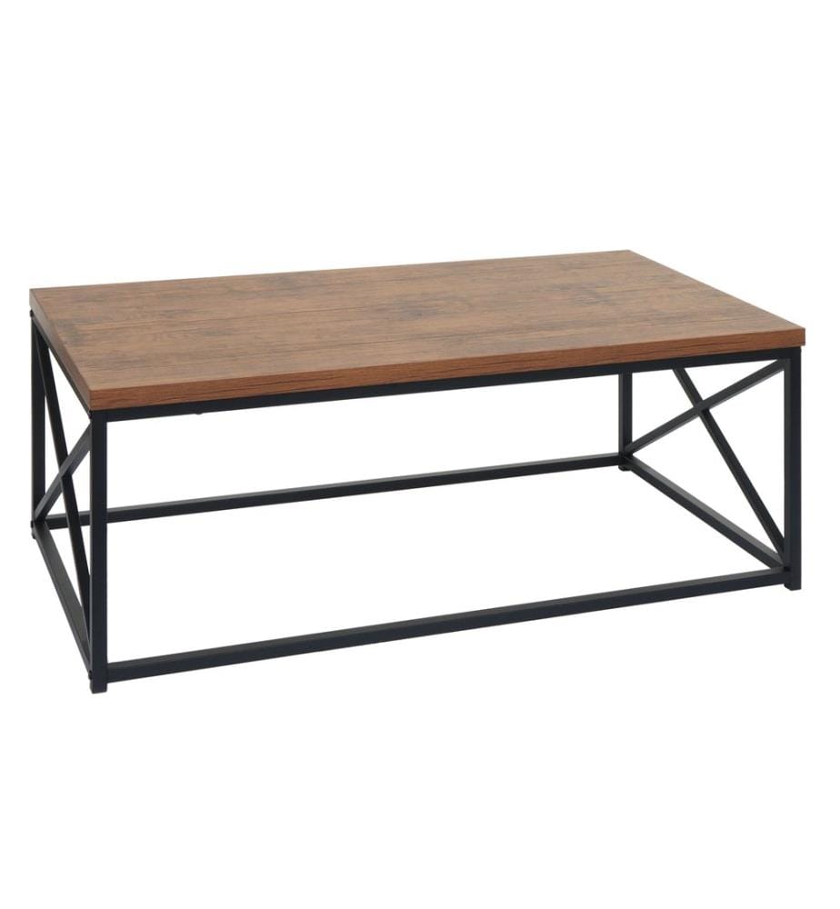 Table basse de salon Table de salon en métal 44x110x60 cm aspect chêne sauvage