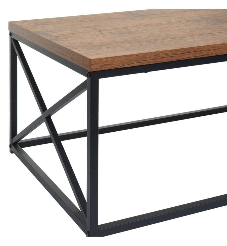 Table basse de salon Table de salon en métal 44x110x60 cm aspect chêne sauvage