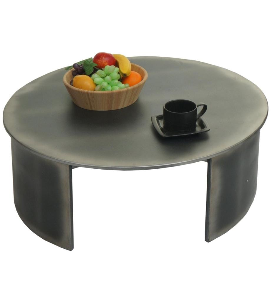 Table basse Industrial ronde Ø80 cm aspect métal brossé