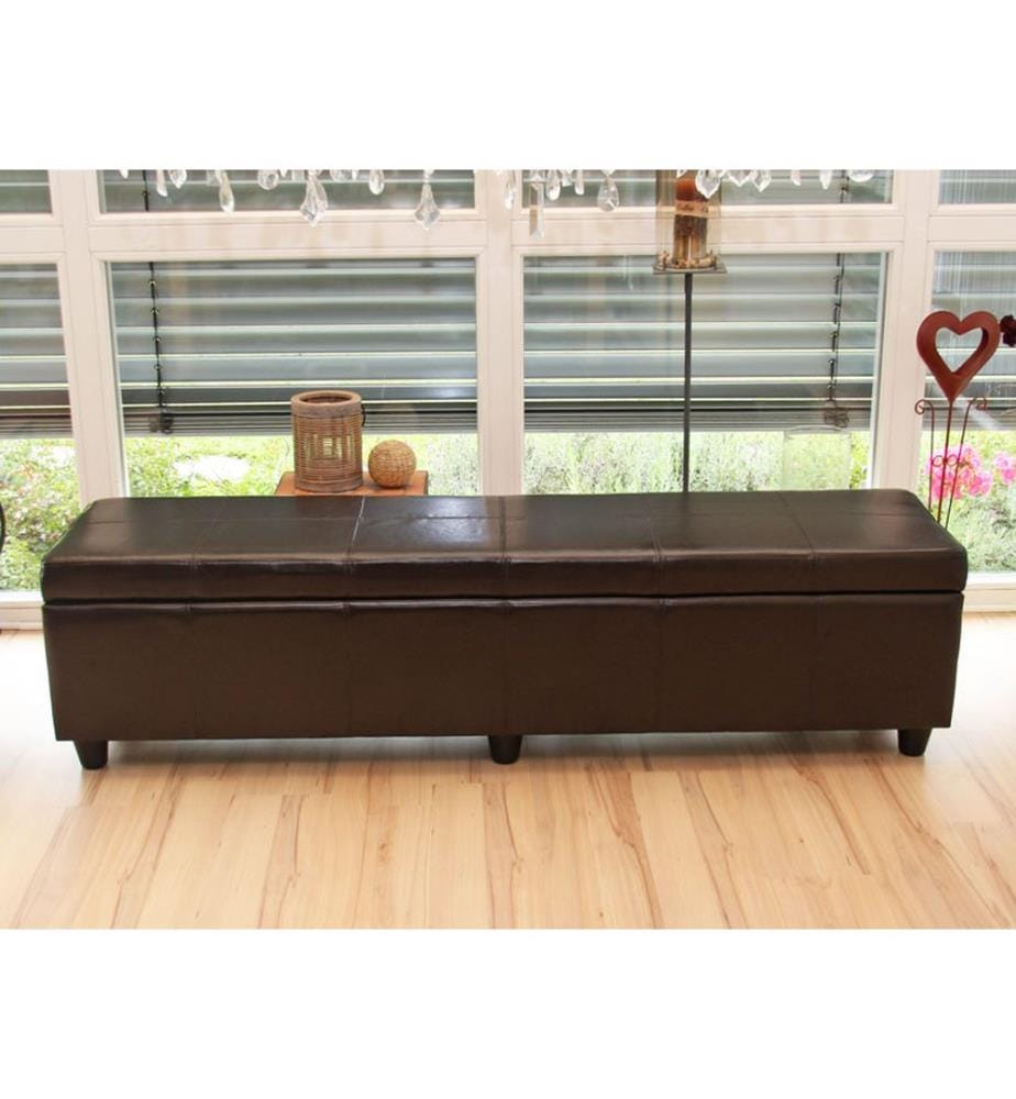 Coffre de rangement Kriens cuir brun