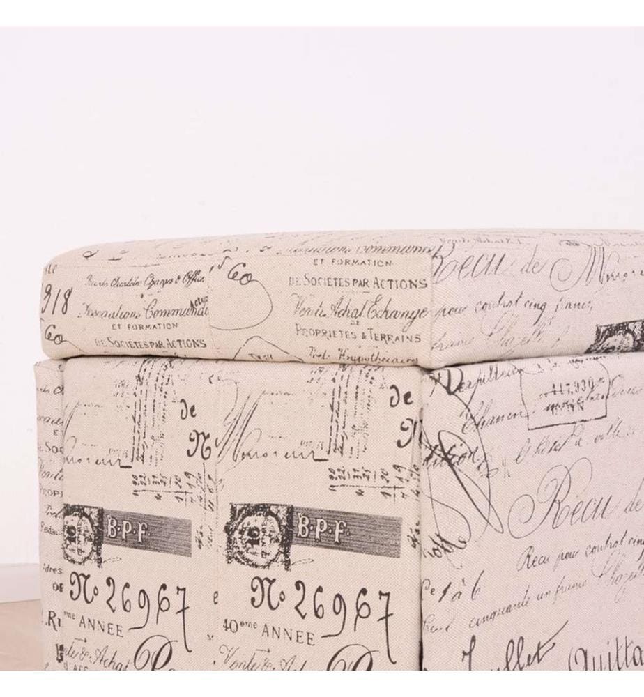 Banc coffre Kriens textile - écriture crème