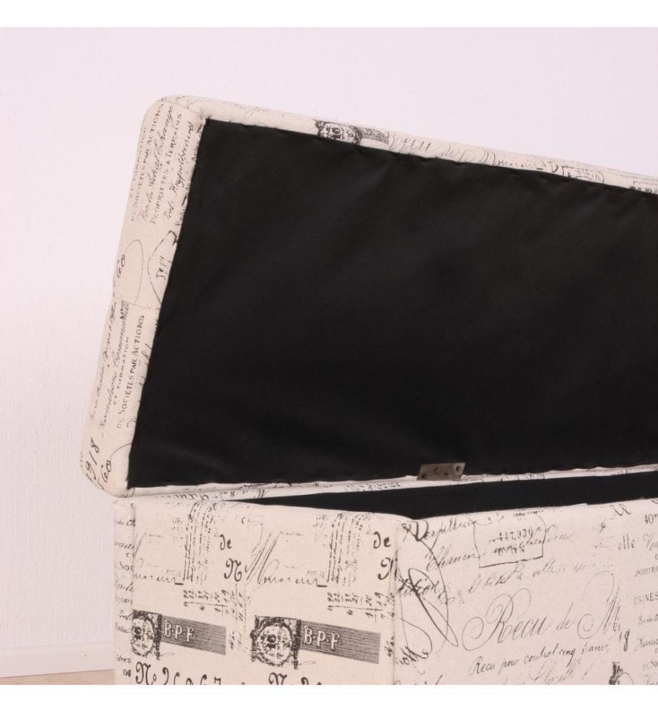 Banc coffre Kriens textile - écriture crème