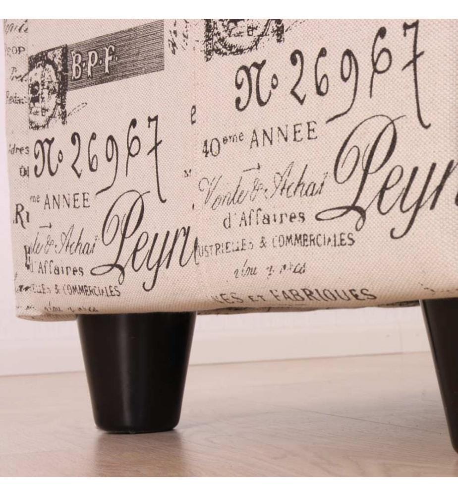 Banc coffre Kriens textile - écriture crème
