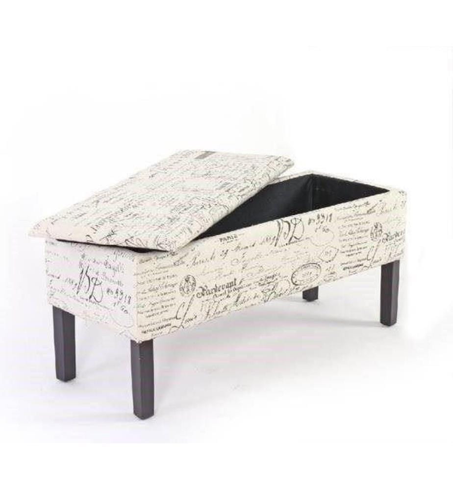 Banquette Coffre de rangement Renens Textile - écriture crème
