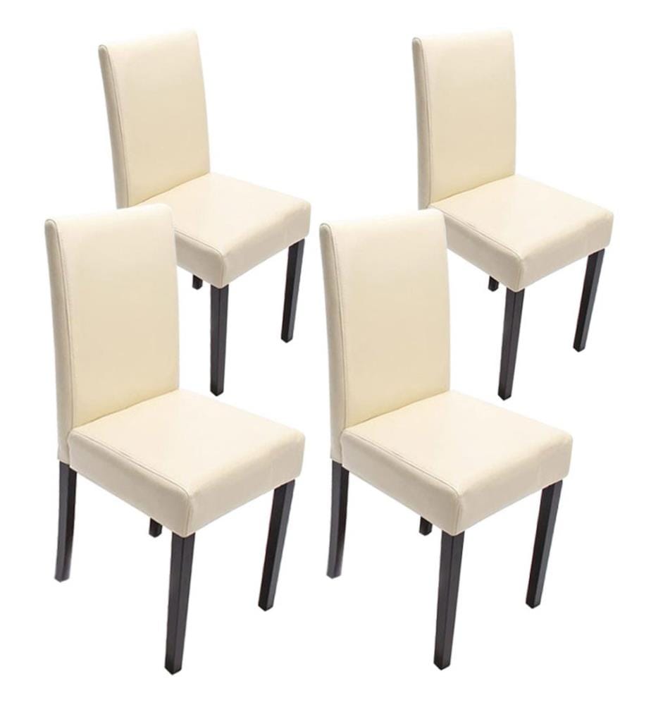 4x Esszi mmerstuhl Littau - Leder creme dunkle Beine