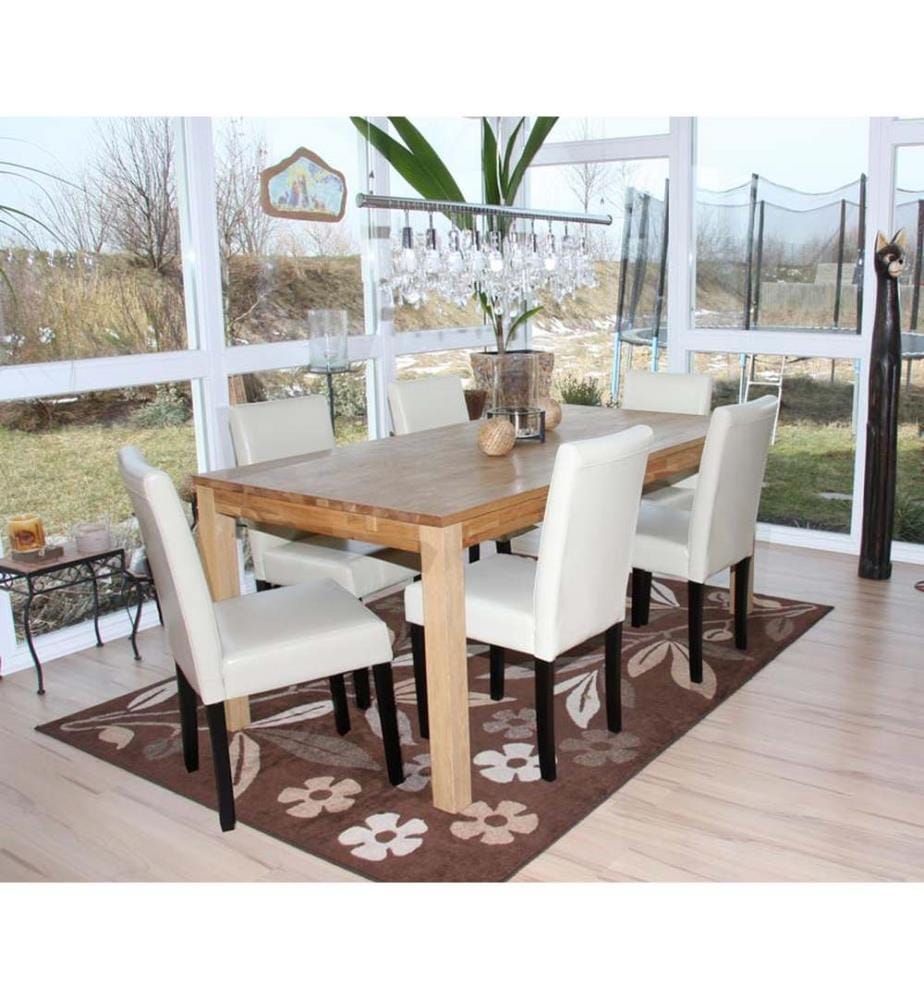 4x Esszi mmerstuhl Littau - Leder creme dunkle Beine