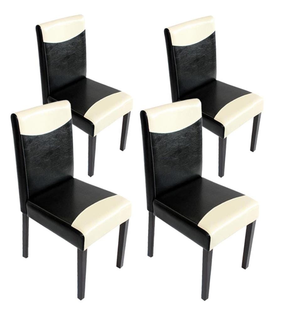4x Esszi mmerstuhl Littau - Kunstleder schwarz-creme dunkle Beine