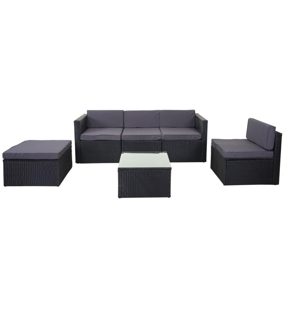 Rattan Lounge SunShine II Garten Sitzgruppe grau Polster grau