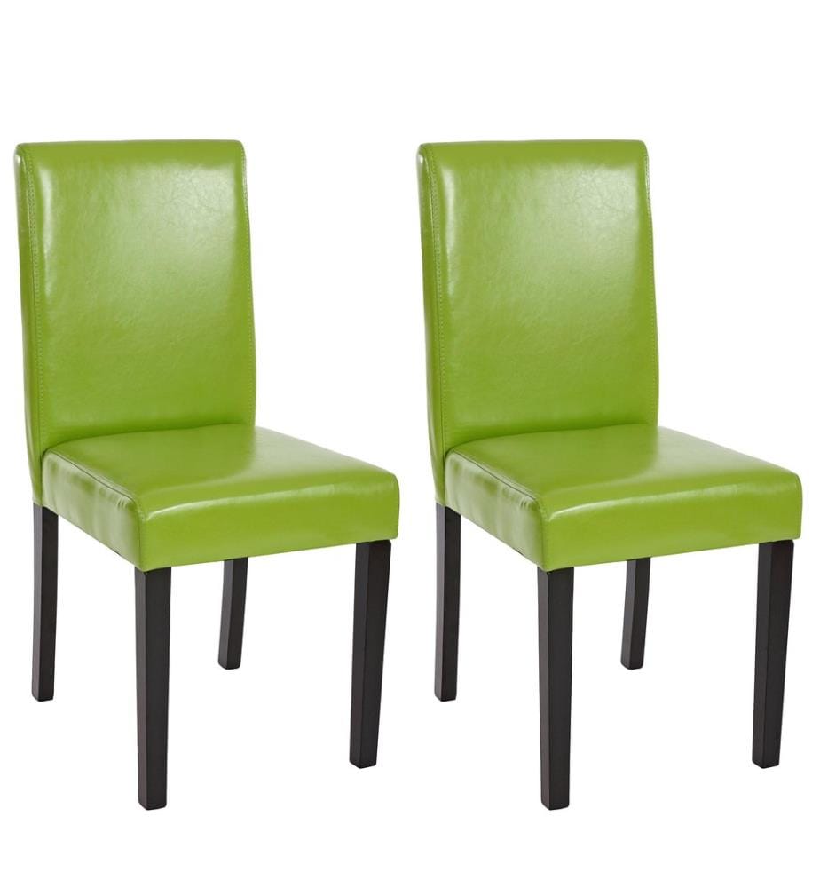 2x Esszi mmerstuhl Stuhl Lehnstuhl Littau - Kunstleder grün dunkle Beine