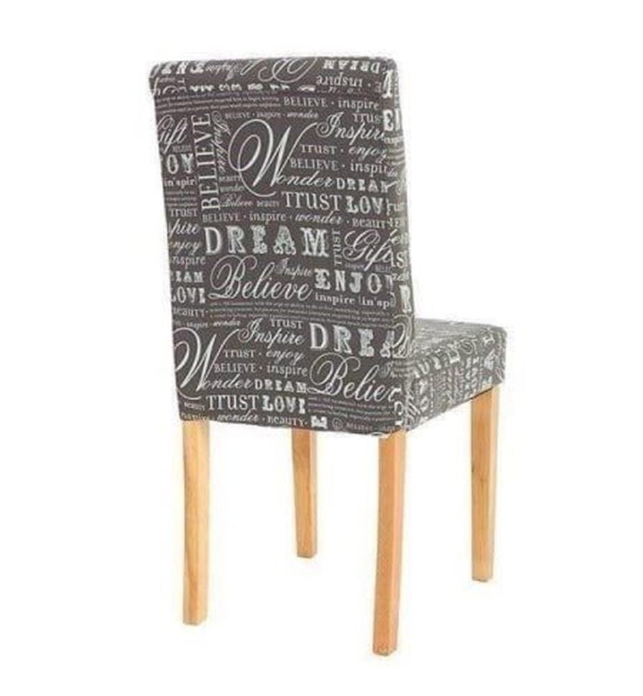 4x Esszi mmerstuhl Textil mit Schriftzug grau helle Beine