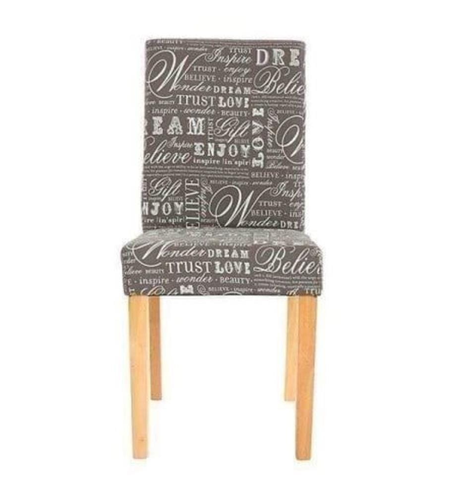 4x Esszi mmerstuhl Textil mit Schriftzug grau helle Beine