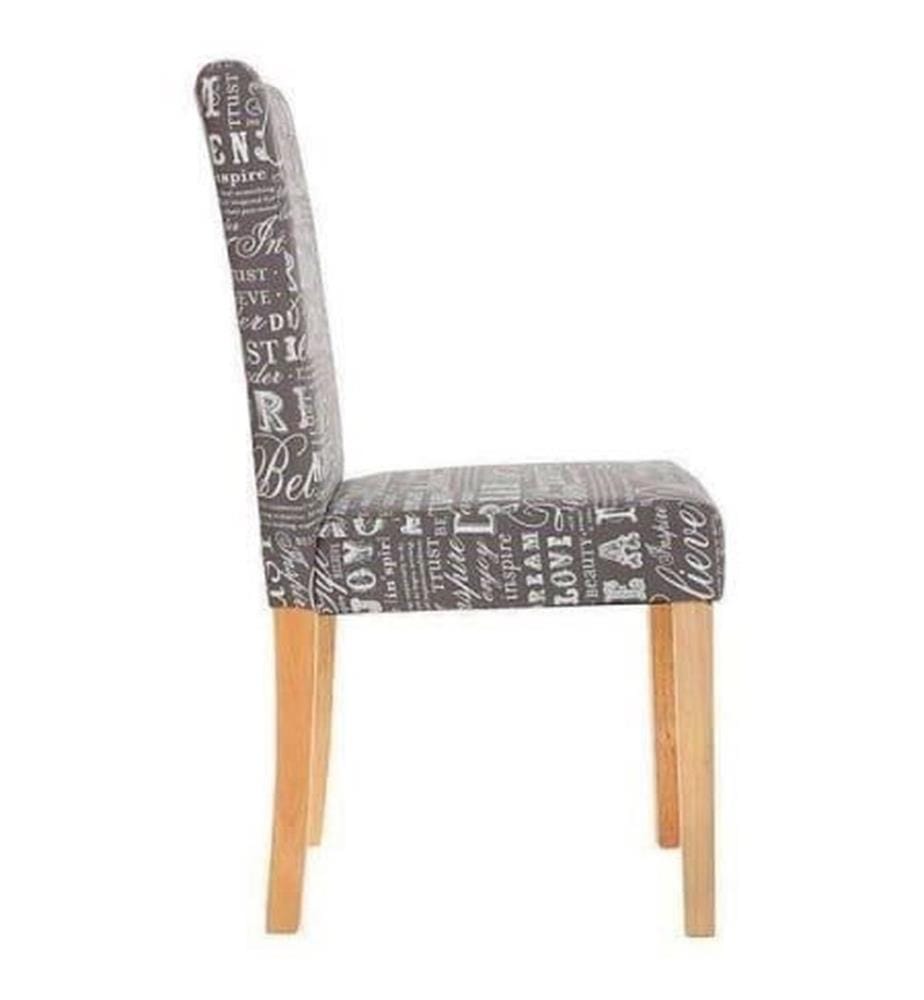 4x Esszi mmerstuhl Textil mit Schriftzug grau helle Beine