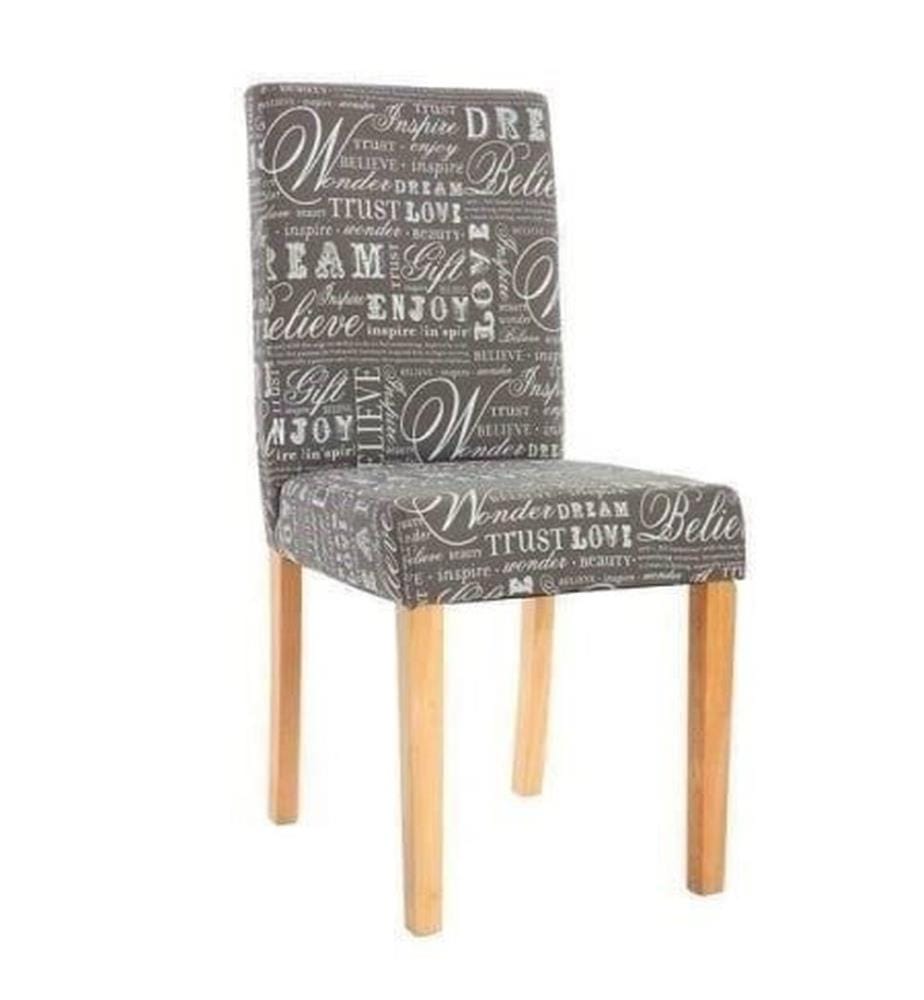 4x Esszi mmerstuhl Textil mit Schriftzug grau helle Beine