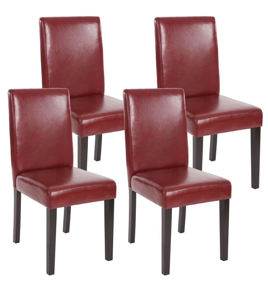 4x Esszi mmerstuhl Littau - Kunstleder rot-braun dunkle Beine