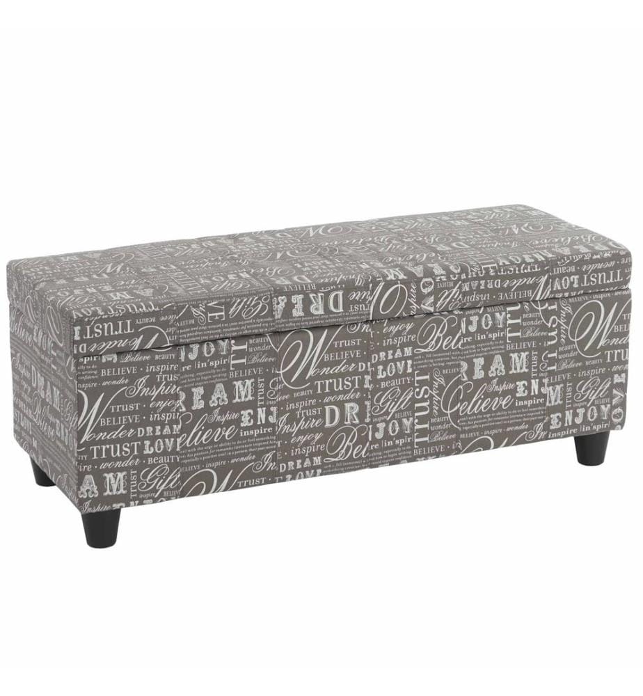 Coffre de rangement Kriens textile 45x114x45 cm écriture grise