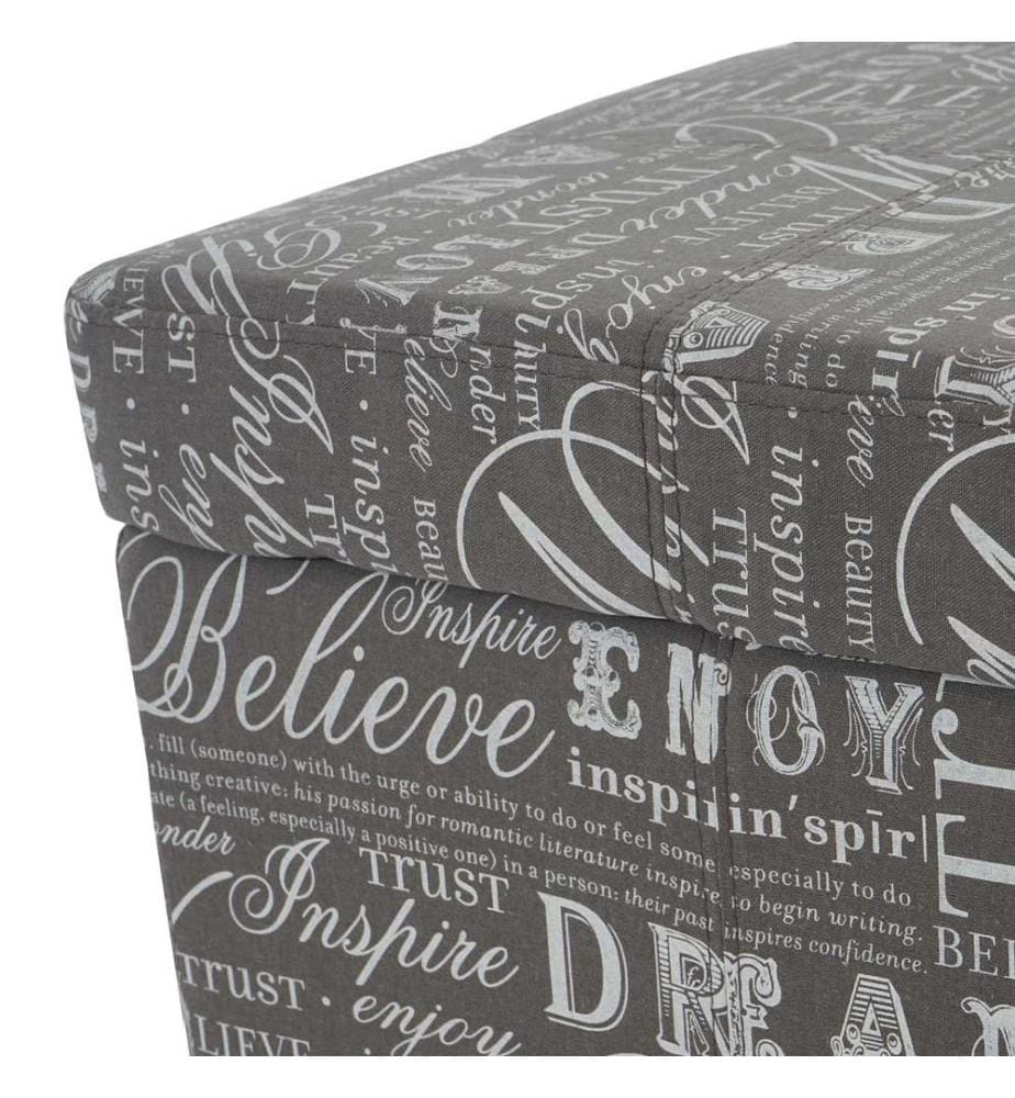 Coffre de rangement Kriens textile 45x114x45 cm écriture grise
