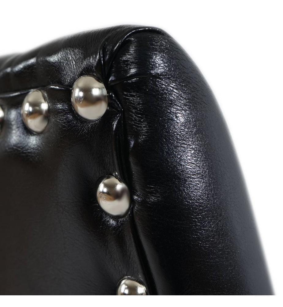 2x Esszi mmerstuhl Chesterfield Stuhl Nieten schwarz dunkle Beine