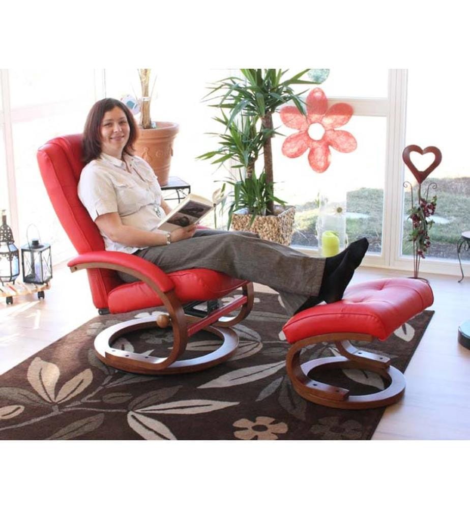 Fernsehsessel Relaxsessel Pescatori mit Hocker rot