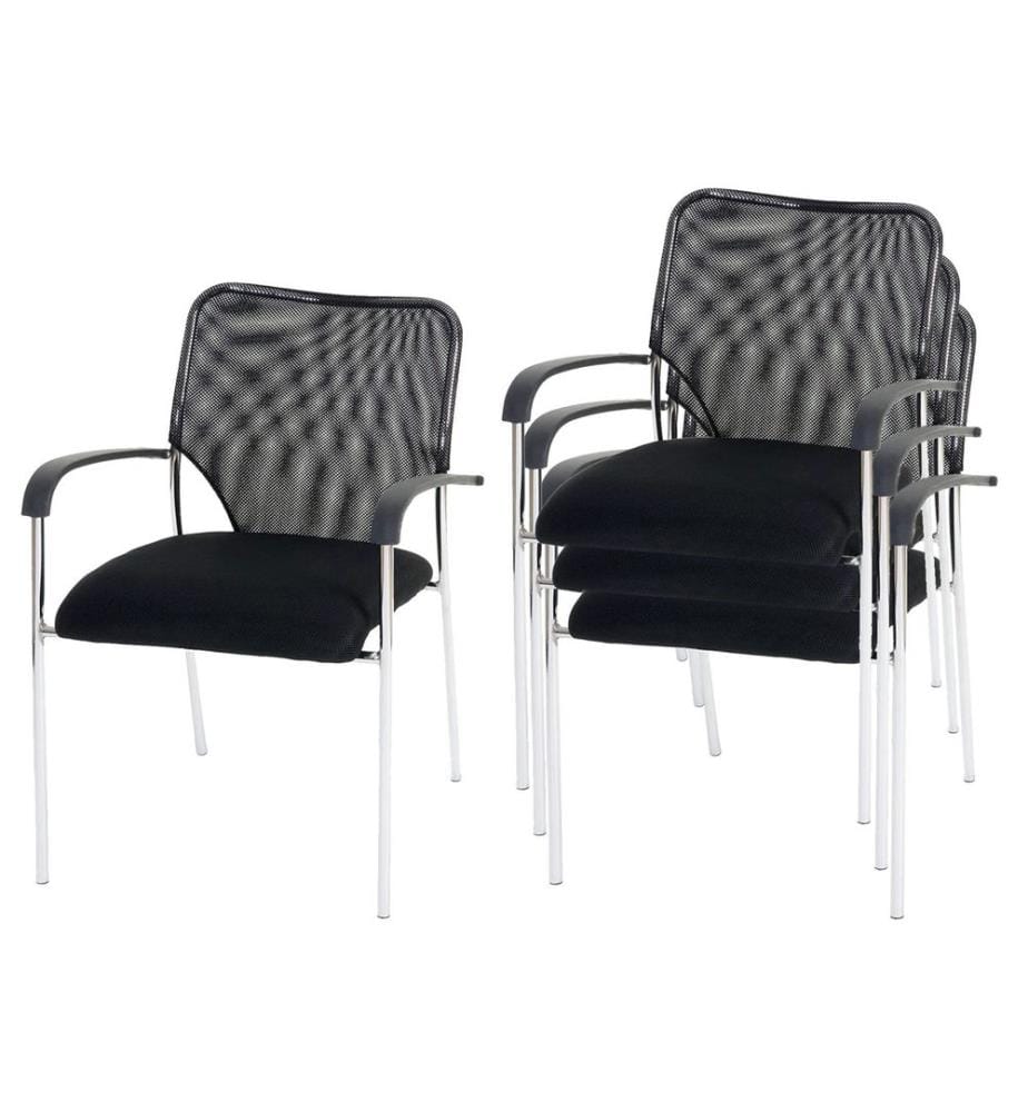 4x Besucherstuhl Tulsa stapelbar, Stoff Textil