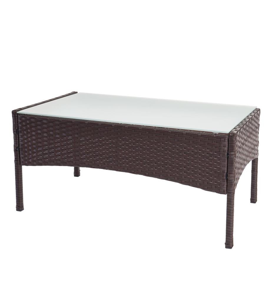 Poly-Rattan Gartentisch Halden mit Glasplatte - braun-meliert