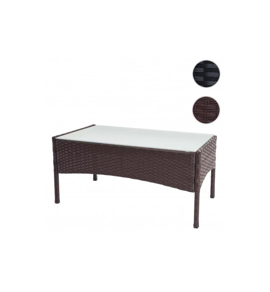 Poly-Rattan Gartentisch Halden mit Glasplatte - braun-meliert