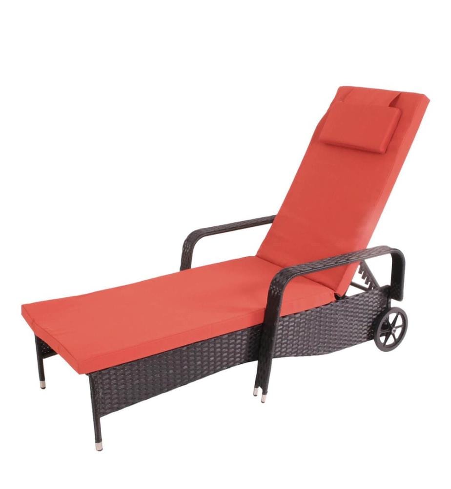 Carrara sdraio da giardino in rattan con ruote cuscini antracite teracotta