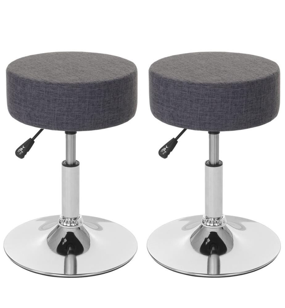 2x Tabouret Tabouret réglable en hauteur Ø 35 cm textile, gris