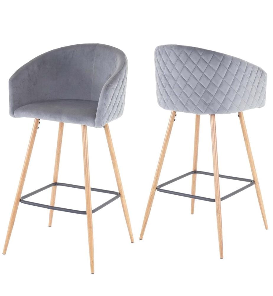 Set di 2 sgabelli da bar JAM-D72 sgabello da cucina in legno grigio velluto