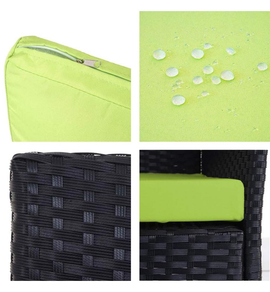 Banc de jardin en poly rotin Halden 3 places anthracite, coussin vert