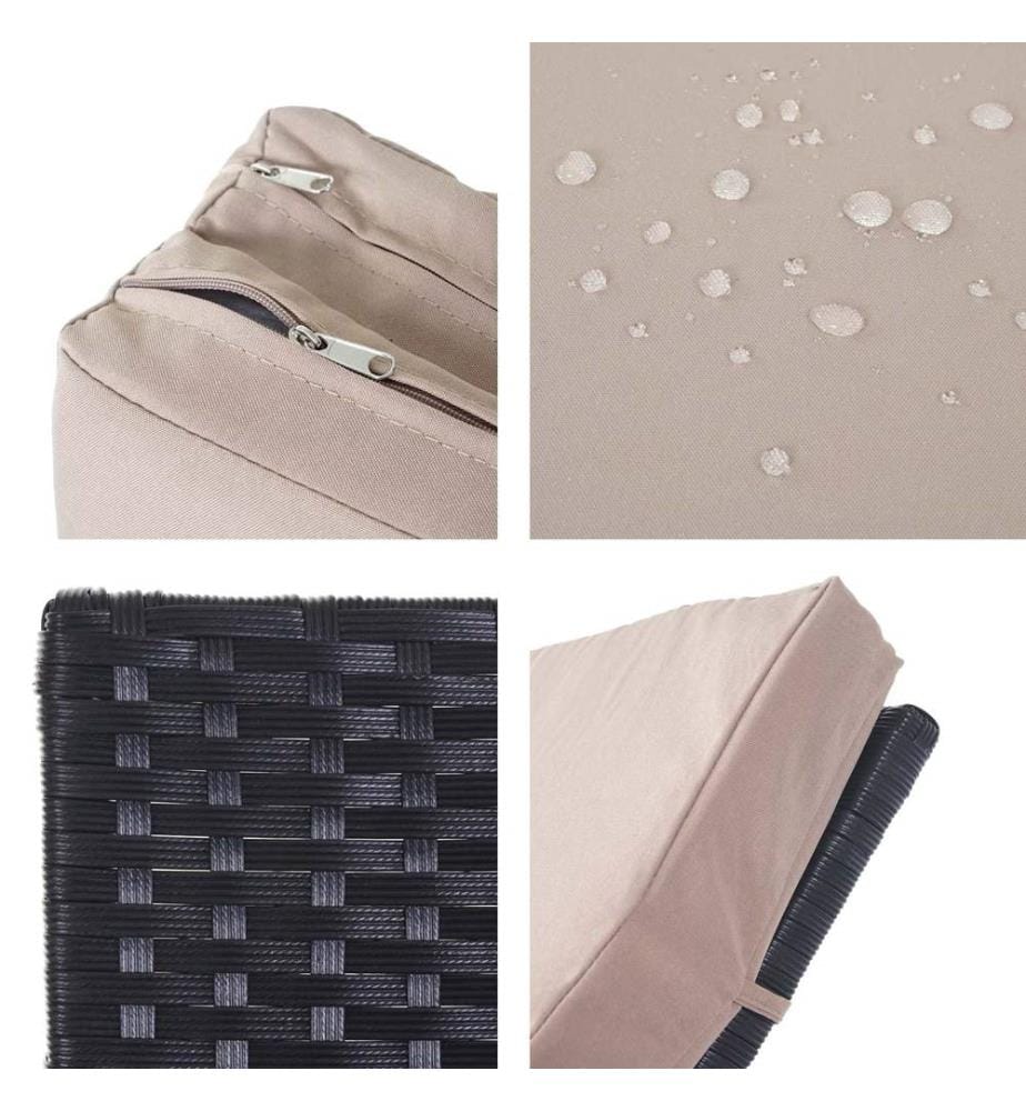 Sdraio in rattan antracite, cuscini beige