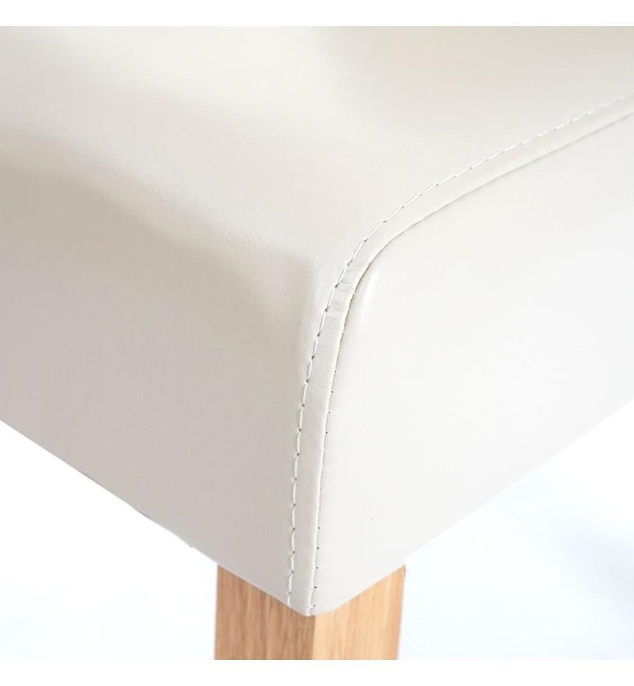 4x Chaise de salle à manger - similicuir crème pieds clairs