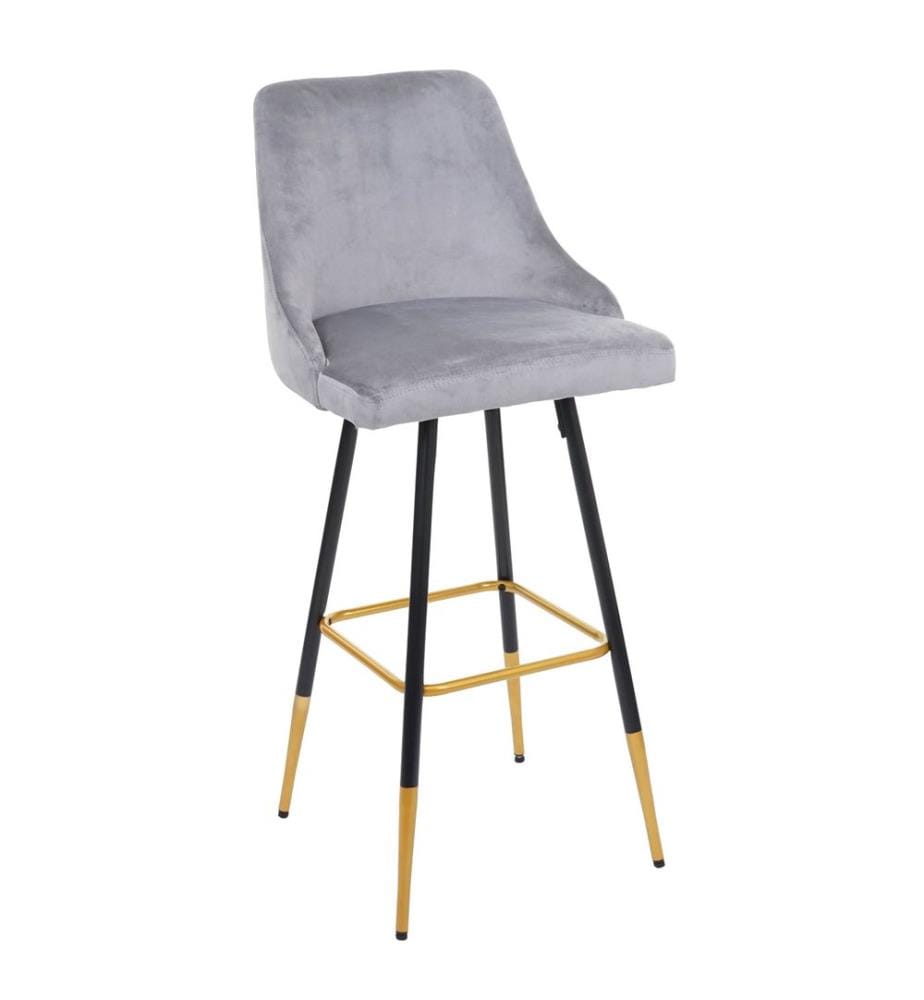 2x Barhocker Retro Design Samt Grau