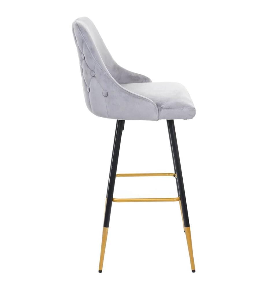 2x Barhocker Retro Design Samt Grau