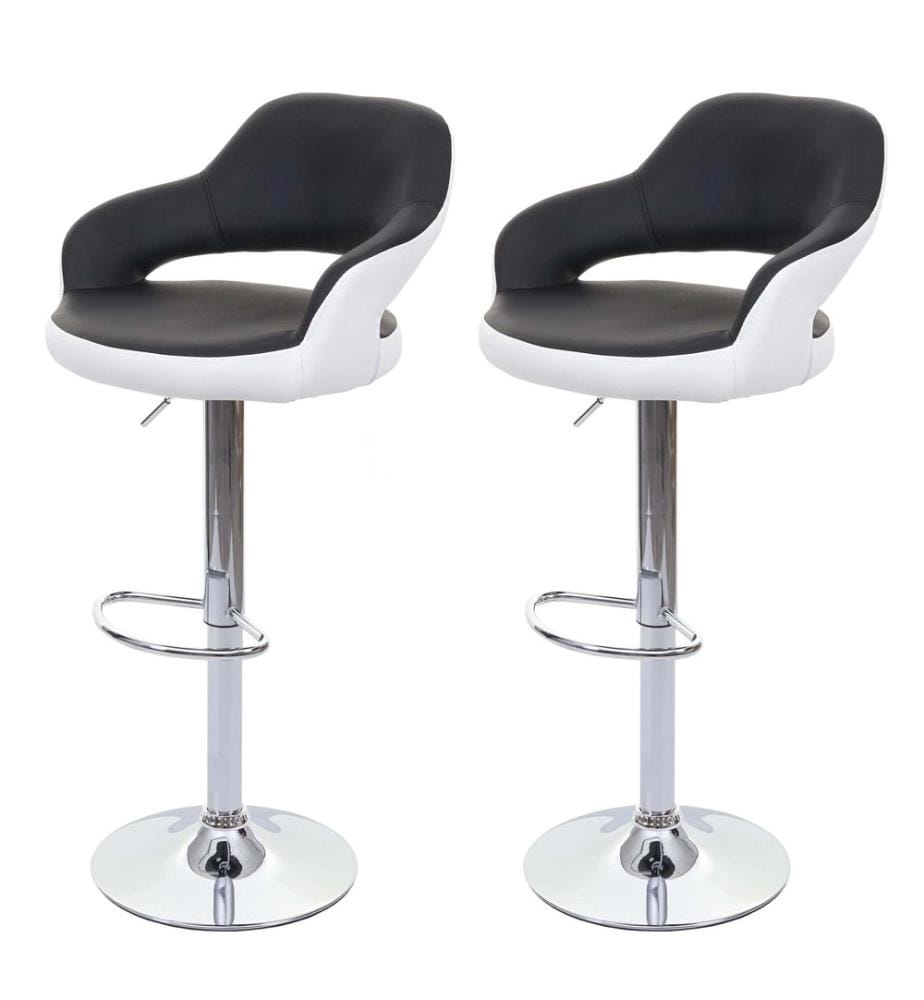2er-Set Barhocker JAM-F16 Drehhocker mit Lehne schwarz-weiss