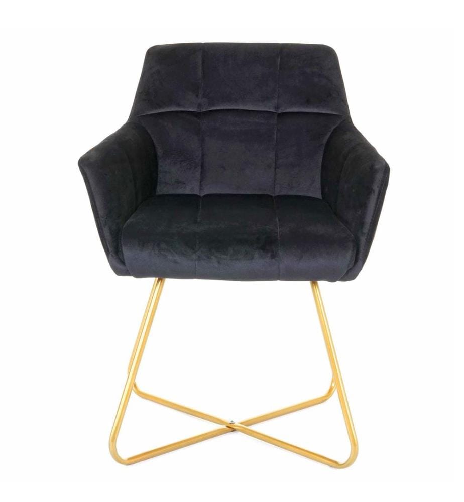 Esszi mmerstuhl Retro Design Samt goldene Füsse Schwarz