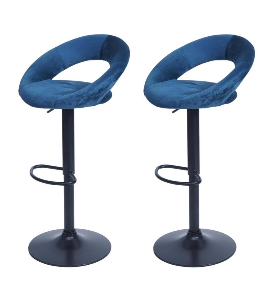 2er-Set Barhocker JAM-F46 Bistrohocker schwarz Samt petrol