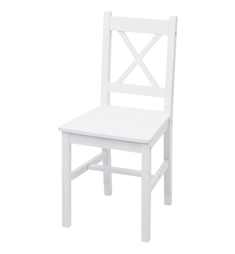 2x Chaise de salle à manger Chaise longue, bois massif - blanc