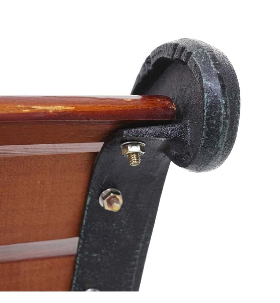 Panchina da giardino a 2 posti in ghisa e legno 125 cm marrone