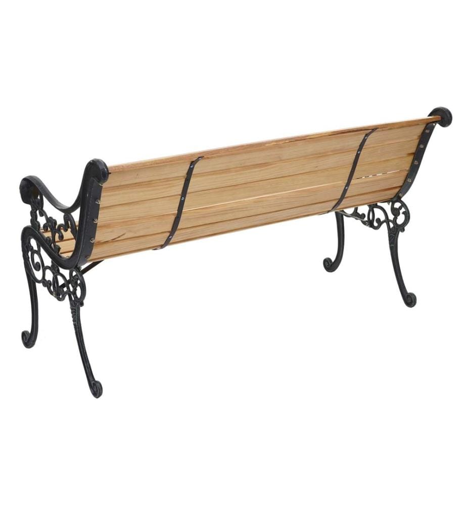 Panchina da giardino a 2 posti in ghisa e legno 125 cm marrone chiaro