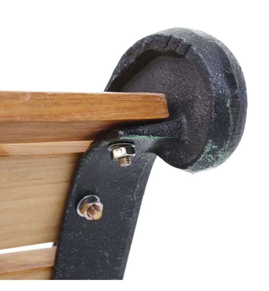 Panchina da giardino a 2 posti in ghisa e legno 125 cm marrone chiaro